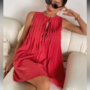 Red Tie-Front Mini Dress